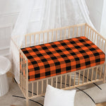 Pumpkin Orange Buffalo Check Print Baby Crib Sheet