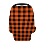 Pumpkin Orange Buffalo Check Print Baby Seat Cover