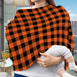 Pumpkin Orange Buffalo Check Print Baby Seat Cover