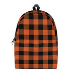 Pumpkin Orange Buffalo Check Print Backpack