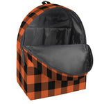 Pumpkin Orange Buffalo Check Print Backpack