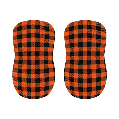 Pumpkin Orange Buffalo Check Print Bar Stool Covers