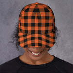 Pumpkin Orange Buffalo Check Print Baseball Cap