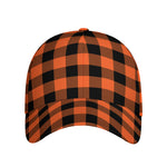 Pumpkin Orange Buffalo Check Print Baseball Cap