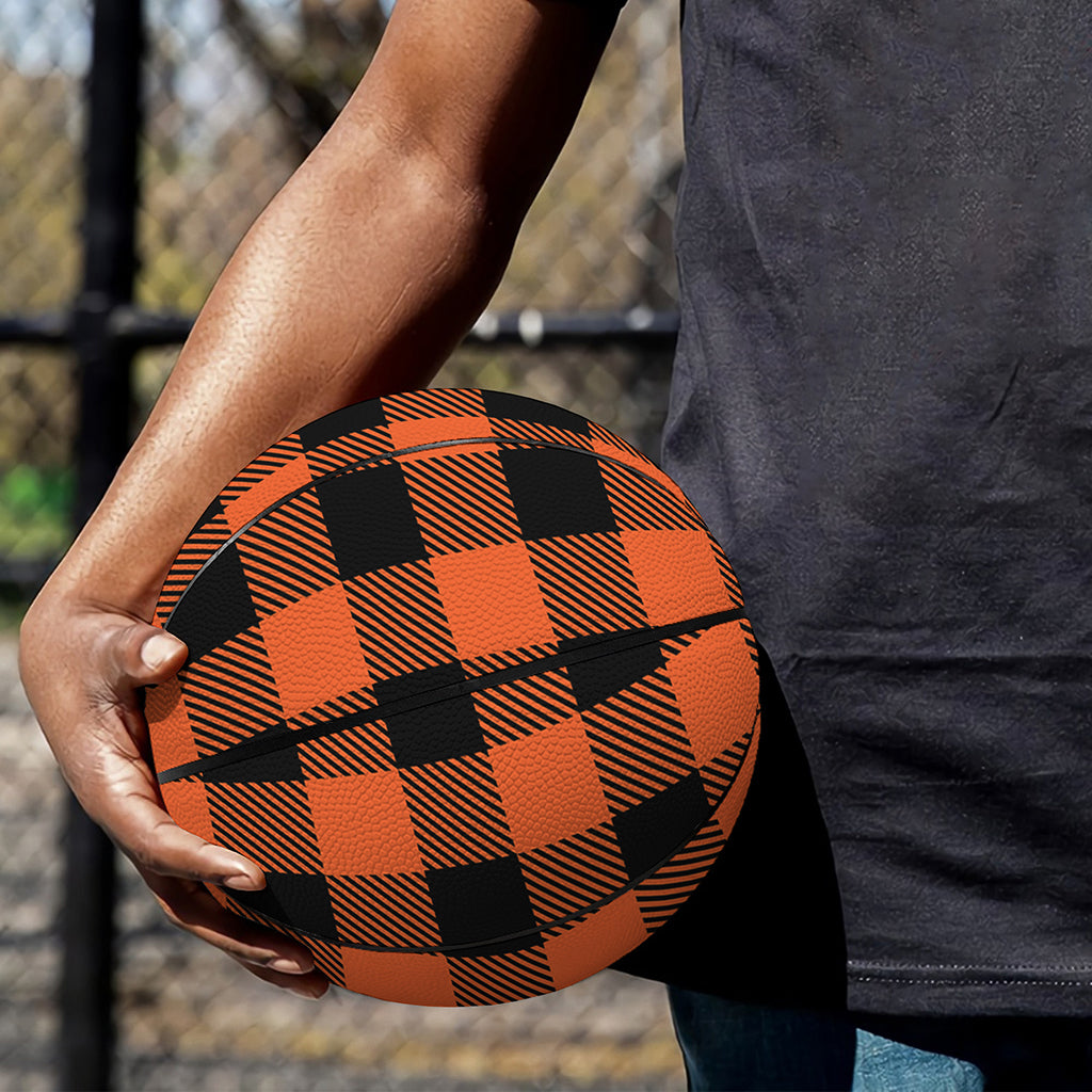Pumpkin Orange Buffalo Check Print Basketball