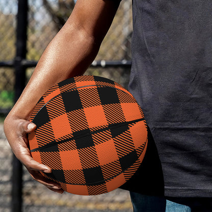 Pumpkin Orange Buffalo Check Print Basketball