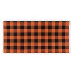 Pumpkin Orange Buffalo Check Print Beach Towel