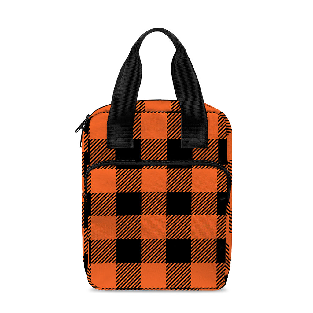 Pumpkin Orange Buffalo Check Print Bible Tote Bag