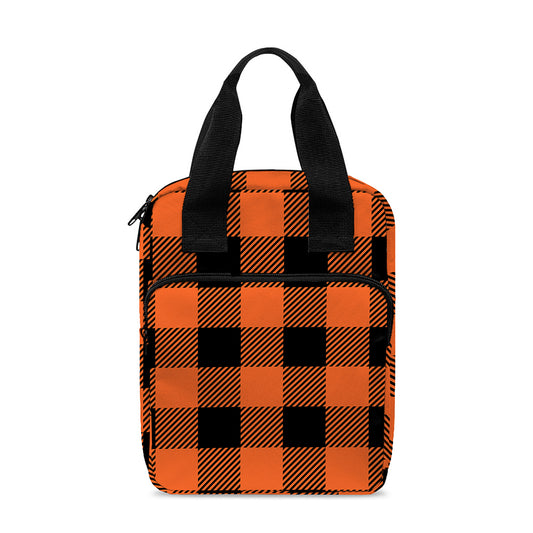 Pumpkin Orange Buffalo Check Print Bible Tote Bag