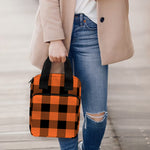 Pumpkin Orange Buffalo Check Print Bible Tote Bag