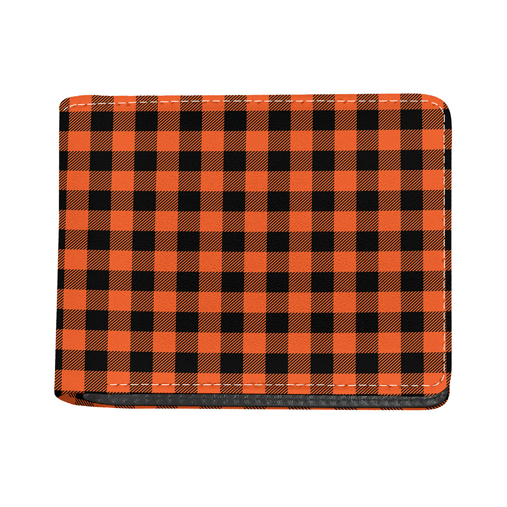 Pumpkin Orange Buffalo Check Print Bifold Wallet
