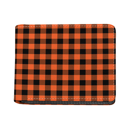 Pumpkin Orange Buffalo Check Print Bifold Wallet