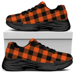 Pumpkin Orange Buffalo Check Print Black Chunky Shoes