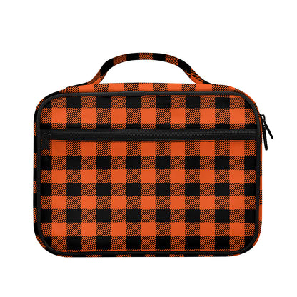 Pumpkin Orange Buffalo Check Print Briefcase Bible Bag