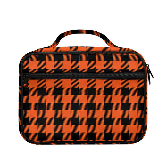 Pumpkin Orange Buffalo Check Print Briefcase Bible Bag
