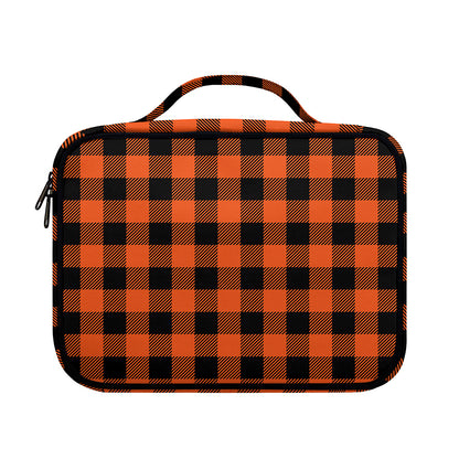 Pumpkin Orange Buffalo Check Print Briefcase Bible Bag
