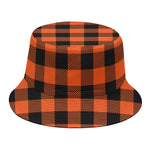Pumpkin Orange Buffalo Check Print Bucket Hat