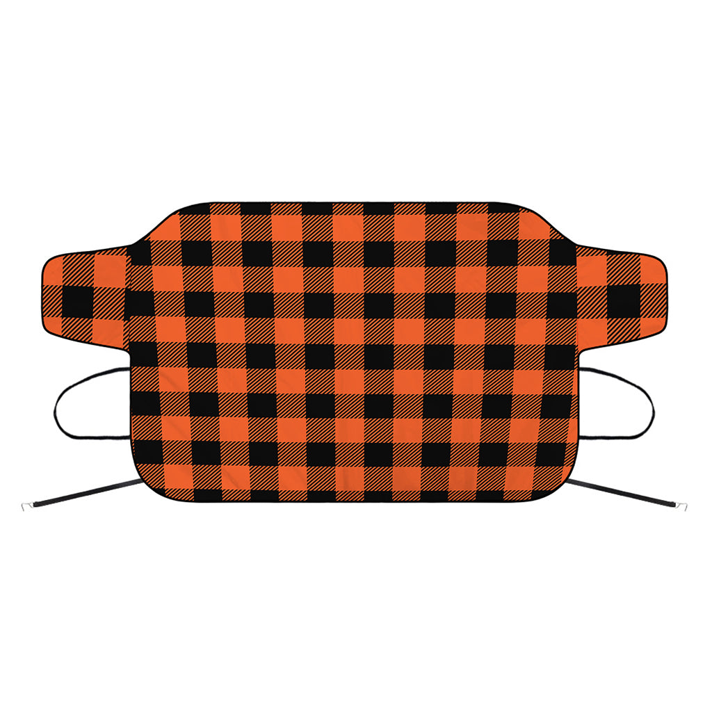 Pumpkin Orange Buffalo Check Print Car Windshield Snow Cover