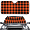 Pumpkin Orange Buffalo Check Print Car Windshield Sun Shade