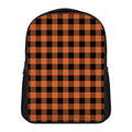Pumpkin Orange Buffalo Check Print Casual Backpack