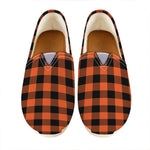 Pumpkin Orange Buffalo Check Print Casual Shoes