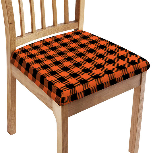 Pumpkin Orange Buffalo Check Print Chair Cushion Cover