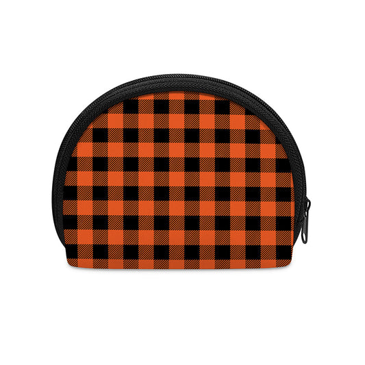 Pumpkin Orange Buffalo Check Print Coin Purse