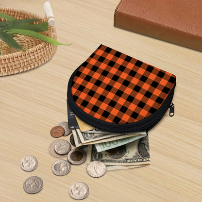Pumpkin Orange Buffalo Check Print Coin Purse