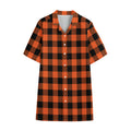 Pumpkin Orange Buffalo Check Print Cotton Hawaiian Shirt
