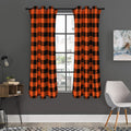 Pumpkin Orange Buffalo Check Print Grommet Curtain Panels