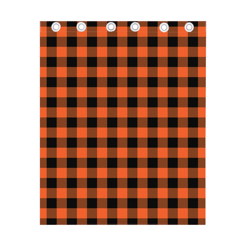 Pumpkin Orange Buffalo Check Print Curtain