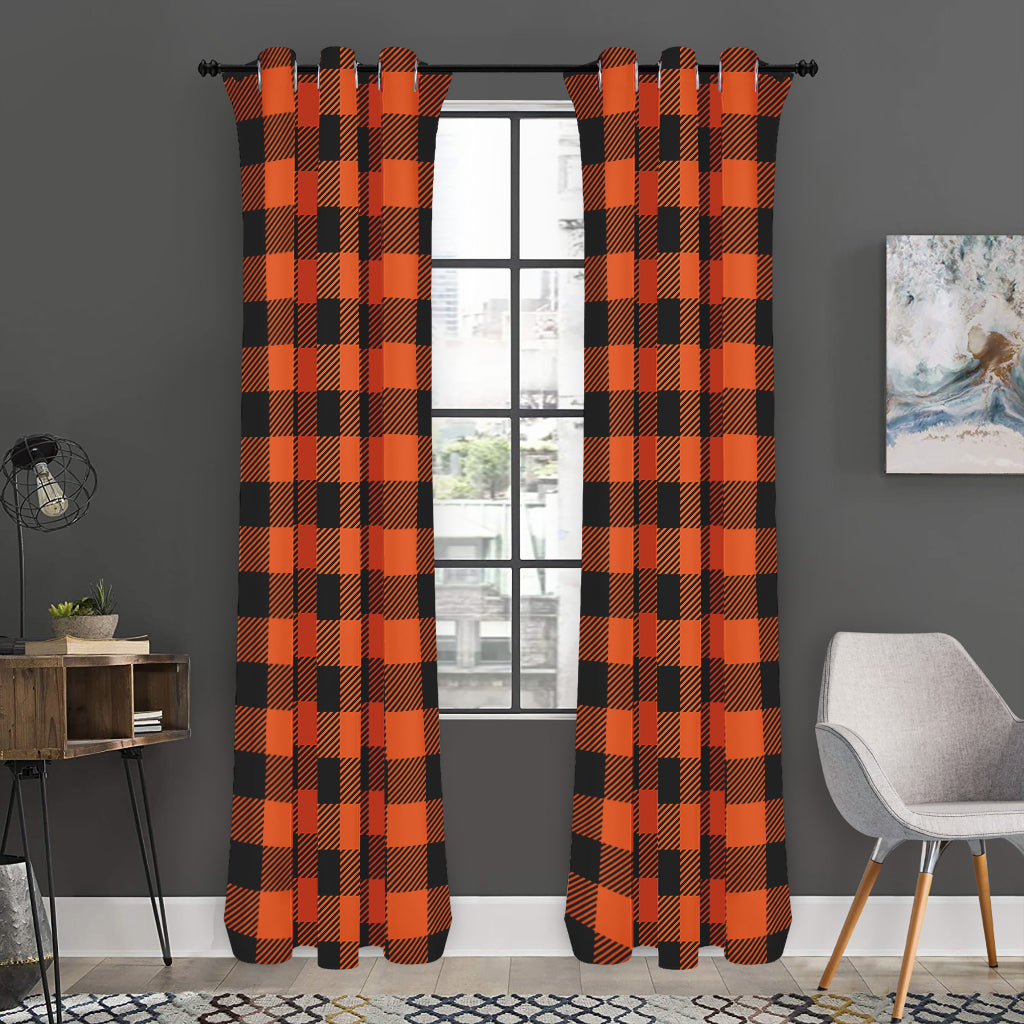 Pumpkin Orange Buffalo Check Print Curtain