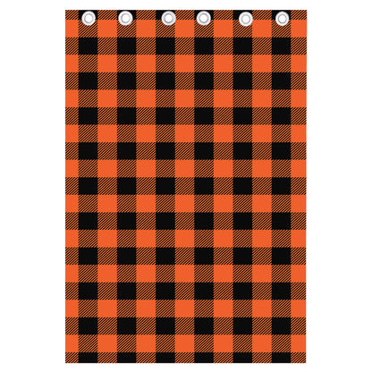 Pumpkin Orange Buffalo Check Print Curtain
