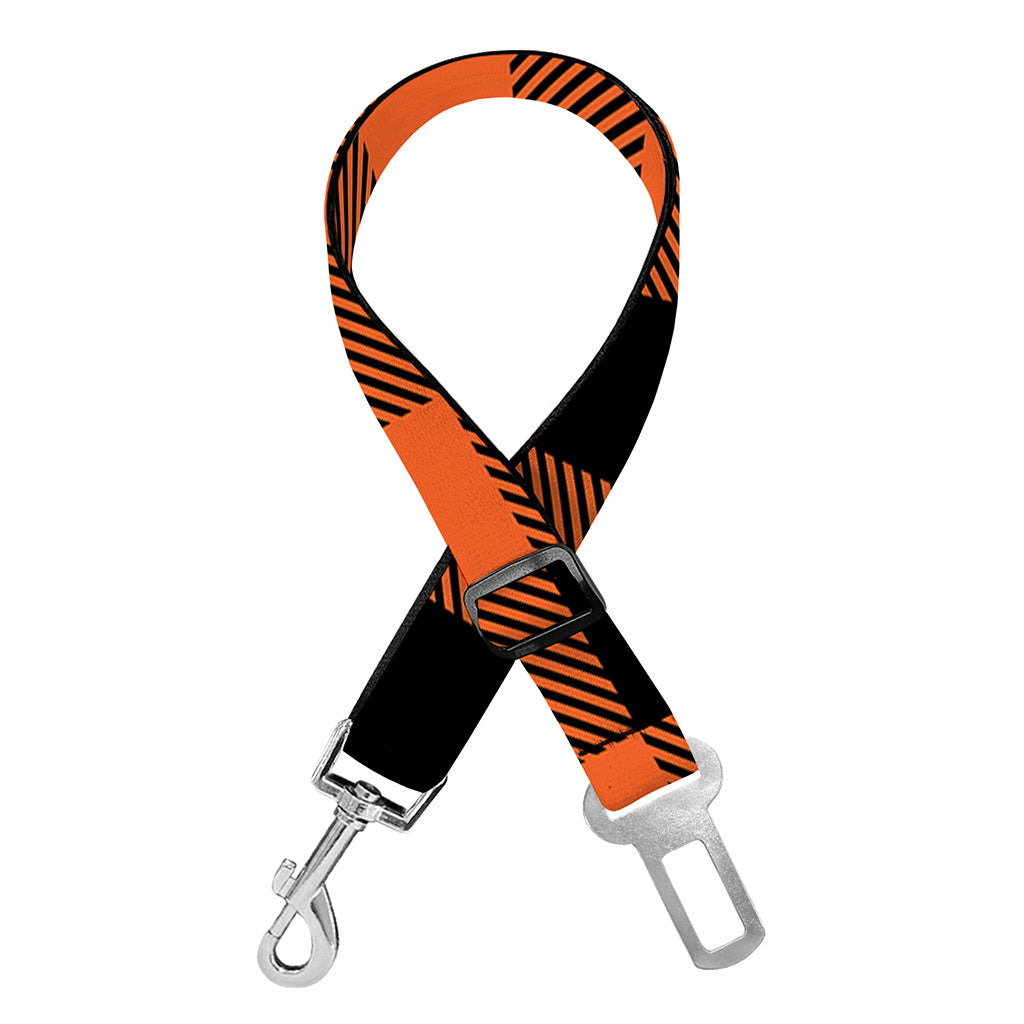 Pumpkin Orange Buffalo Check Print Dog Seat Belt