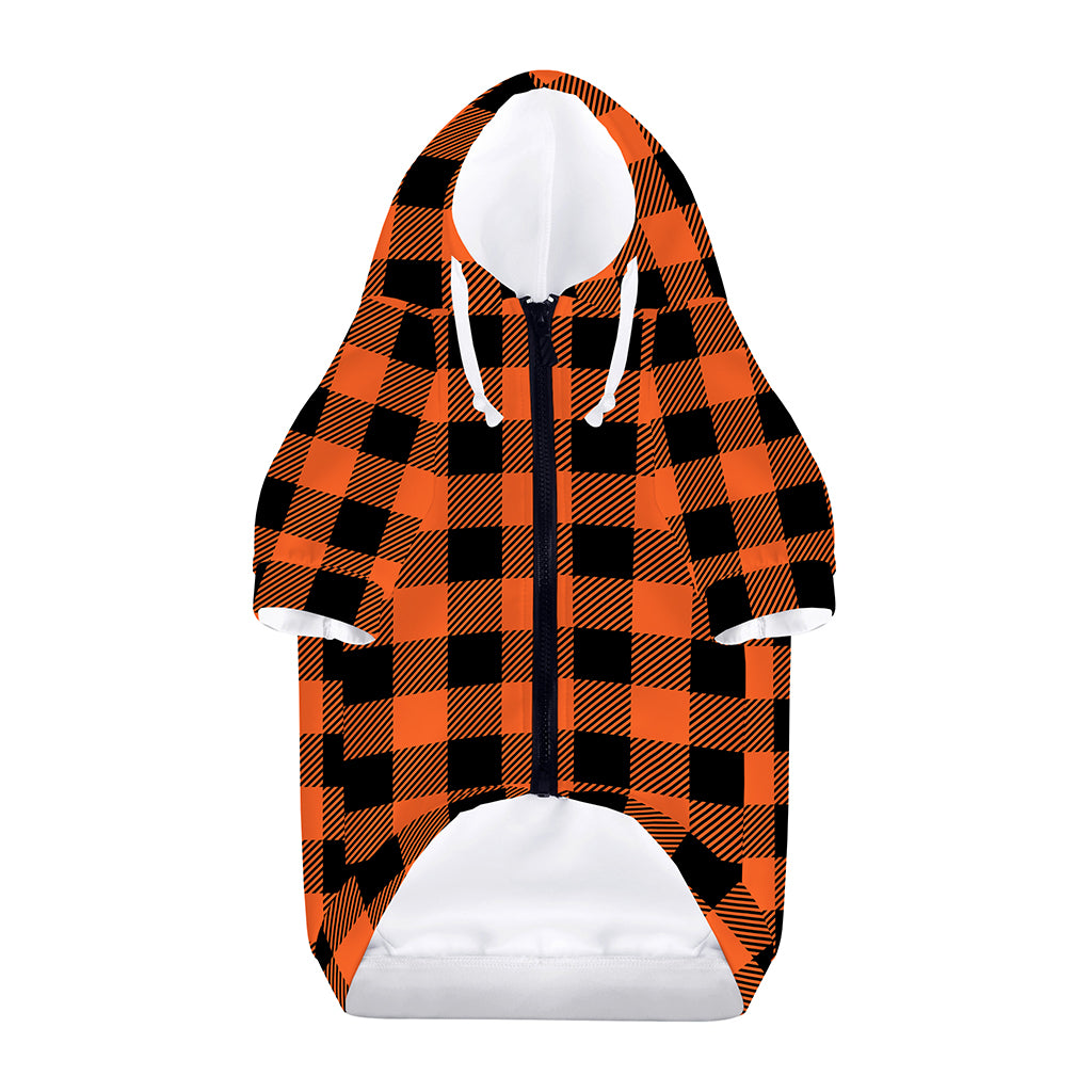 Pumpkin Orange Buffalo Check Print Dog Zip Up Hoodie
