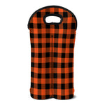 Pumpkin Orange Buffalo Check Print Double Neoprene Wine Tote