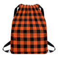 Pumpkin Orange Buffalo Check Print Drawstring Backpack
