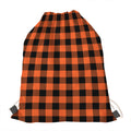 Pumpkin Orange Buffalo Check Print Drawstring Bag