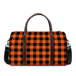 Pumpkin Orange Buffalo Check Print Duffle Bag