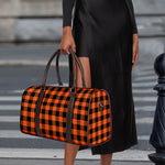 Pumpkin Orange Buffalo Check Print Duffle Bag