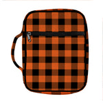 Pumpkin Orange Buffalo Check Print Front Pocket Bible Bag