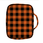 Pumpkin Orange Buffalo Check Print Front Pocket Bible Bag