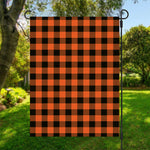 Pumpkin Orange Buffalo Check Print Garden Flag