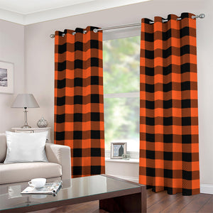 Pumpkin Orange Buffalo Check Print Grommet Curtains