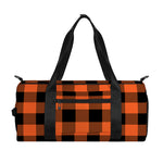 Pumpkin Orange Buffalo Check Print Gym Bag