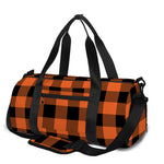 Pumpkin Orange Buffalo Check Print Gym Bag
