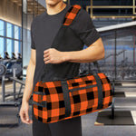 Pumpkin Orange Buffalo Check Print Gym Bag