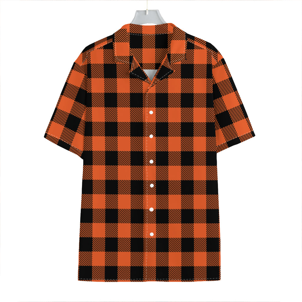 Pumpkin Orange Buffalo Check Print Hawaiian Shirt