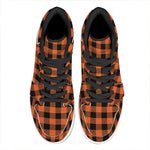 Pumpkin Orange Buffalo Check Print High Top Leather Sneakers