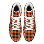 Pumpkin Orange Buffalo Check Print High Top Leather Sneakers